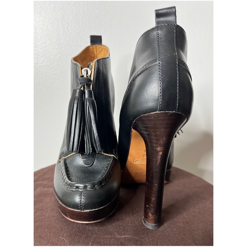 Black Leather COACH Booties